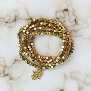 Boho Chic, Gold Hamsa Wrap Bracelet / Necklace